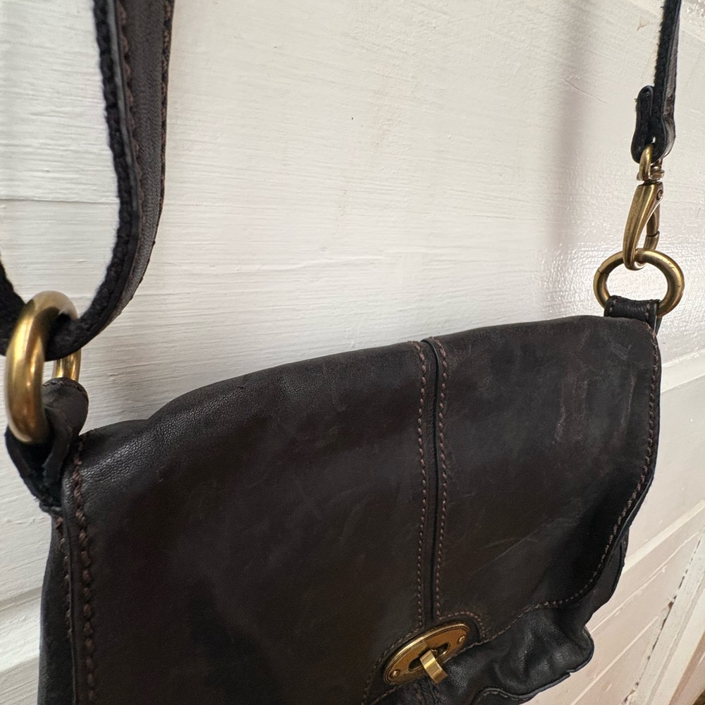 Fossil Dark Black Leather Crossbody Bag - Picture 6 of 7